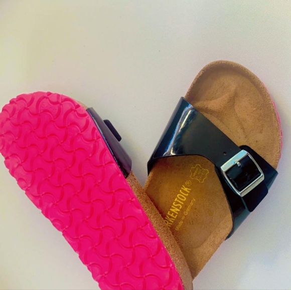 BIRKENSTOCK Black Patent Leather Madrid Big Buckle Sandals EU 9-9.5 US women's - Picture 2 of 4